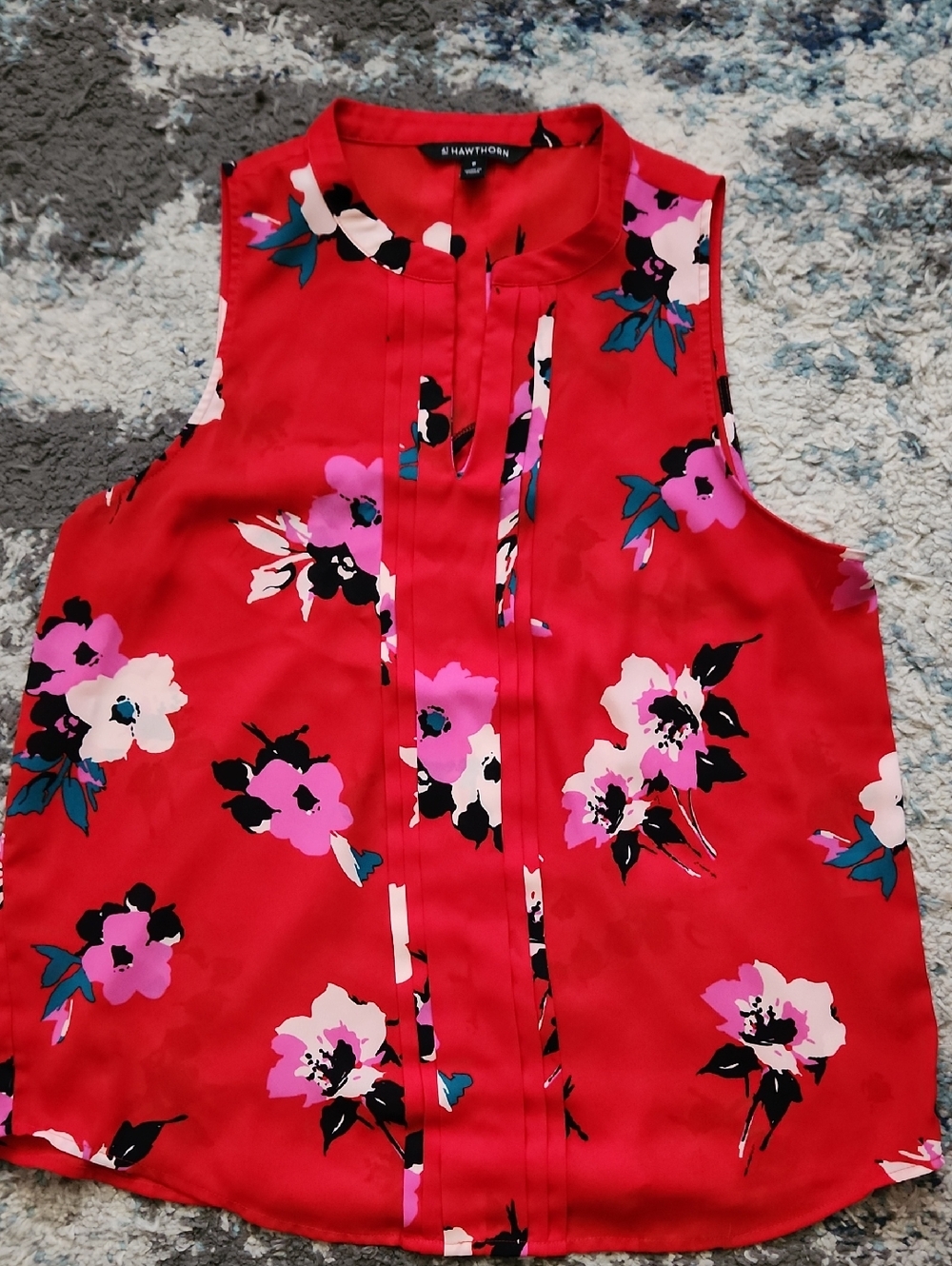 41 Hawthorn Red Floral Sleeveless Blouse